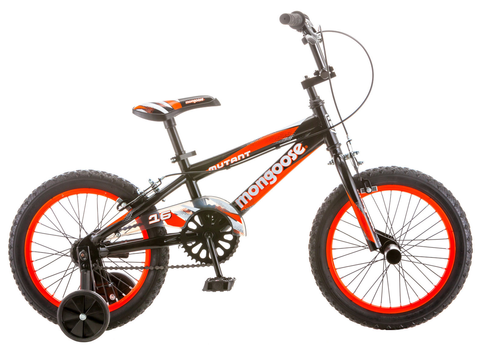 “16”” Mongoose Mutant Boys’ Bike, Black Orange” Mongoose Bikes