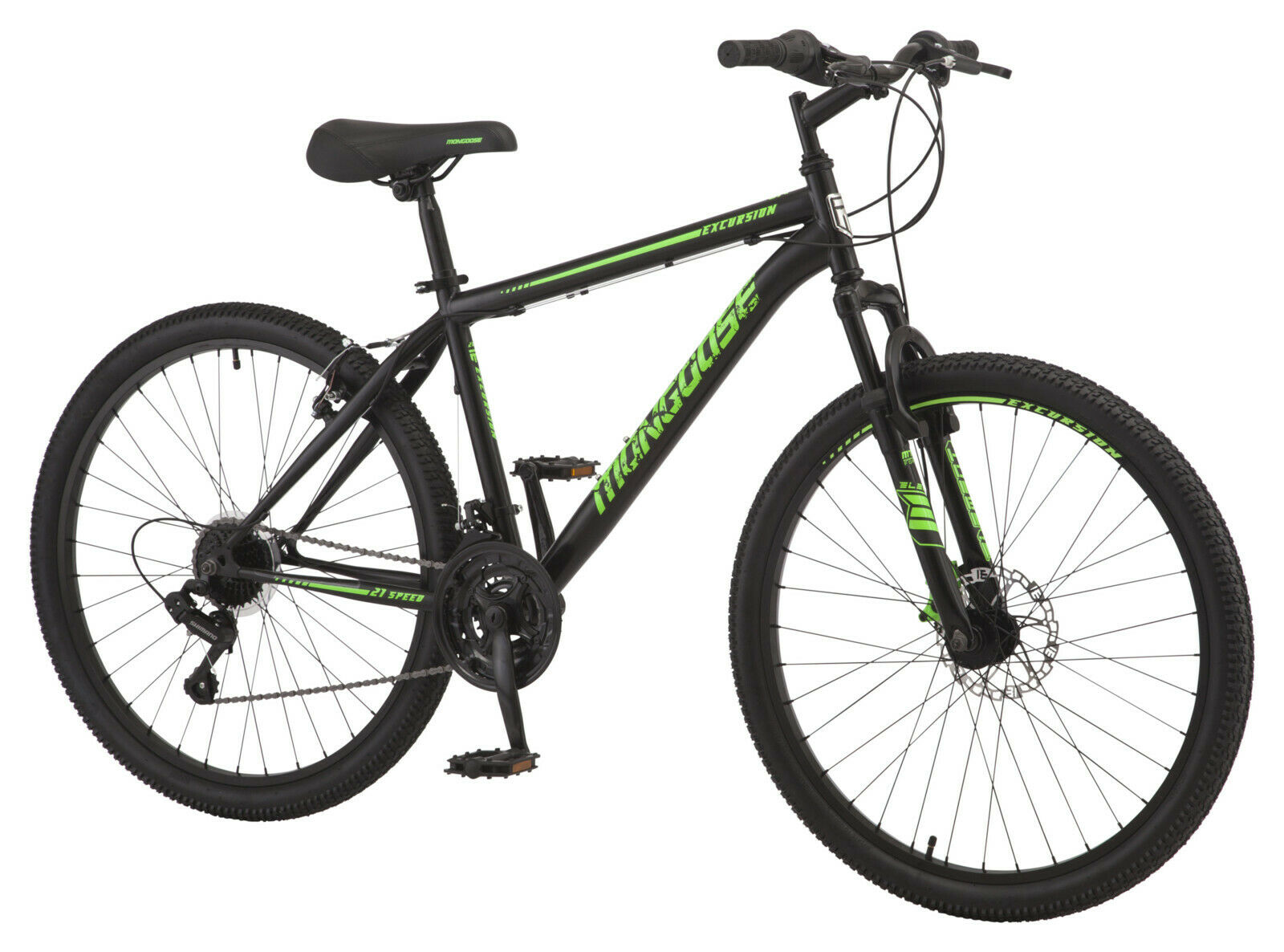 Mongoose Excursion Mountain Bike, Men’s, 26″, Black/Green | Mongoose Bikes